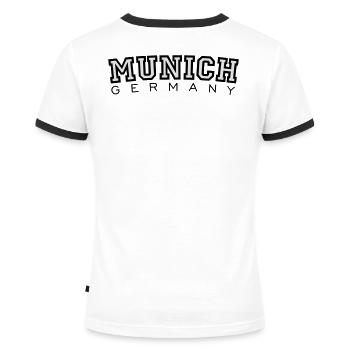 Munich Germany (Schwarz/Weiß) München - Frauen Kontrast-T-Shirt - Weiß/Schwarz - Hinten - Selfina (174cm)