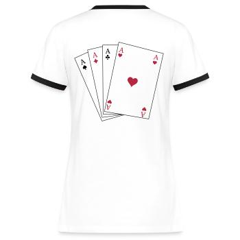 Spielkarten Ass - Frauen Kontrast-T-Shirt - Weiß/Schwarz - Hinten - Selfina (174cm)