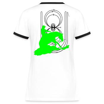 Reining Pattern Sliding Stop - Frauen Kontrast-T-Shirt - Weiß/Schwarz - Hinten - Selfina (174cm)