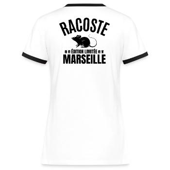 Marseille, je suis Marseillais, Marseille humour - T-shirt contrasté Femme - blanc/noir - Dos - Selfina (174cm)