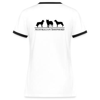 aussies - Frauen Kontrast-T-Shirt - Weiß/Schwarz - Hinten - Selfina (174cm)