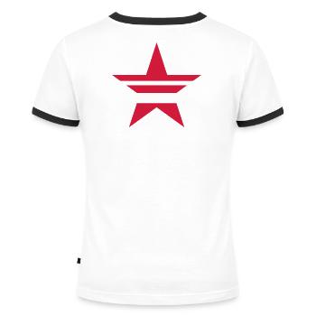 SHARP découpe rouge STAR - T-shirt contrasté Femme - blanc/noir - Dos - Selfina (174cm)