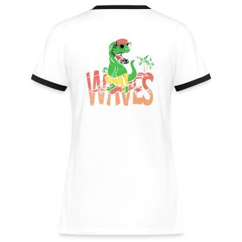 Ride the waves Teahupoo Tahiti - T-shirt contrasté Femme - blanc/noir - Dos - Selfina (174cm)