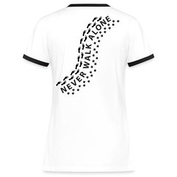 Alpaca Lama Hoof Track Empreinte Ne marchez jamais seul - T-shirt contrasté Femme - blanc/noir - Dos - Selfina (174cm)