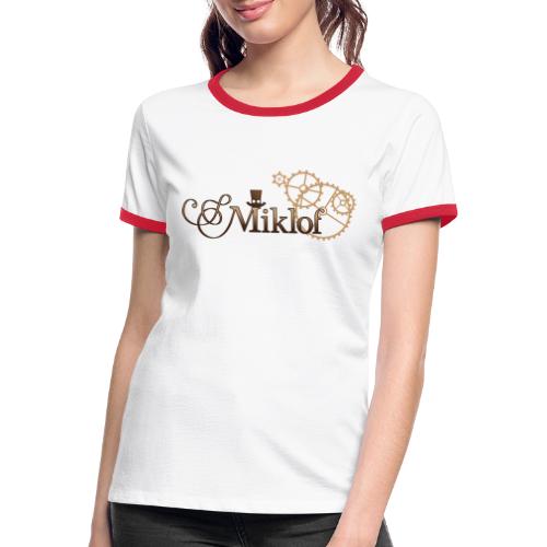 miklof logo gold wood gradient 3000px - Women's Ringer T-Shirt