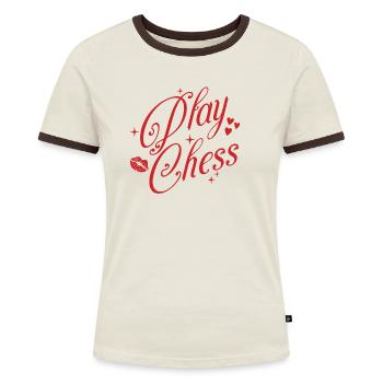 "Play Chess" - Frauen Kontrast-T-Shirt - Weiß/Rot - Vorne - Selfina (174cm)
