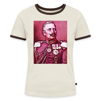 Wilhelm II #5 - Popart 2.0 Kaiserreich Edition - Frauen Kontrast-T-Shirt - Weiß/Rot - Vorne - Selfina (174cm)