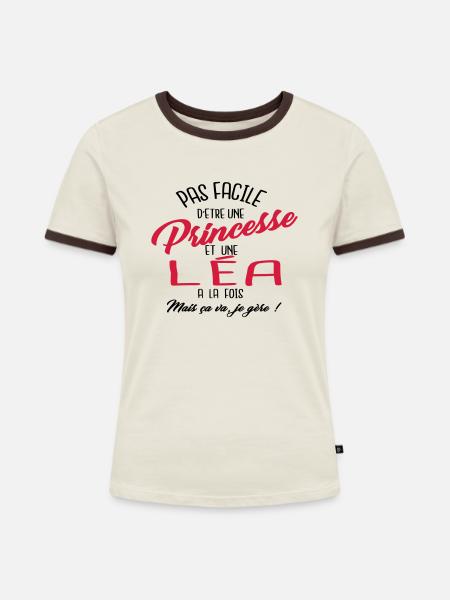 Princesse et Léa - T-shirt contrasté Femme - blanc/rouge