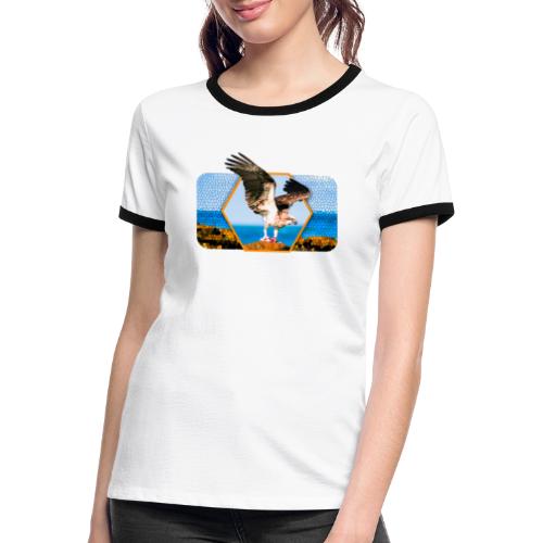 Adler mit gespreizten Flügeln und Grafik-Form - Frauen Kontrast-T-Shirt