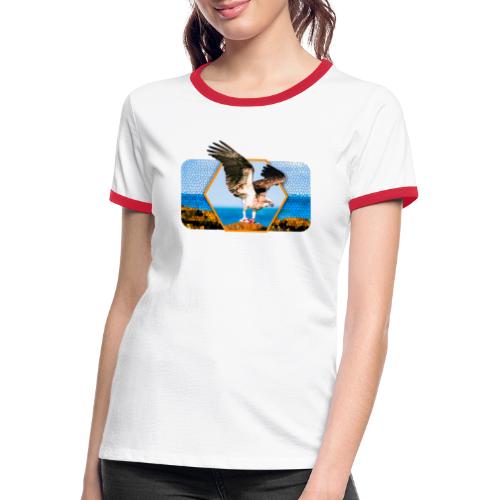 Adler mit gespreizten Flügeln und Grafik-Form - Frauen Kontrast-T-Shirt