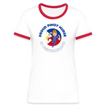Pinoy Nurse Gift Nurse Germany - Women's Ringer T-Shirt - white/red - Front - Selfina (174cm)