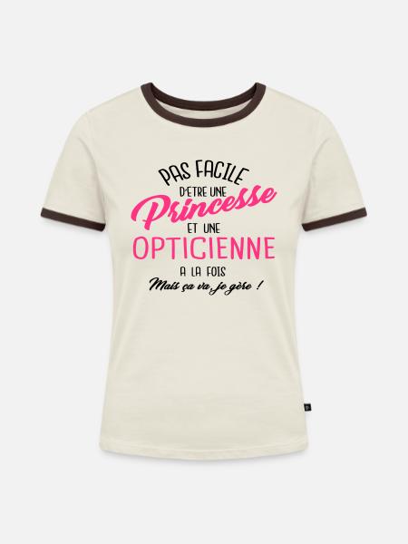 Princesse et opticienne - T-shirt contrasté Femme - blanc/rouge