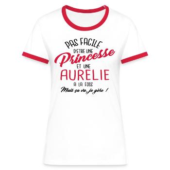 Princesse et Aurelie - T-shirt contrasté Femme - blanc/rouge - Devant - Selfina (174cm)