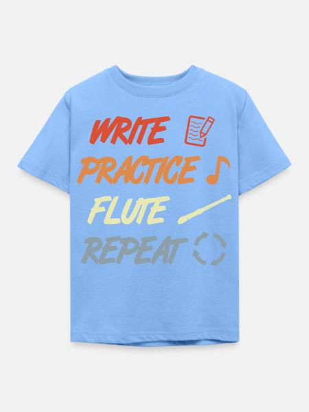 Write Practice Flute Repeat - Kinder T-Shirt - Himmelblau