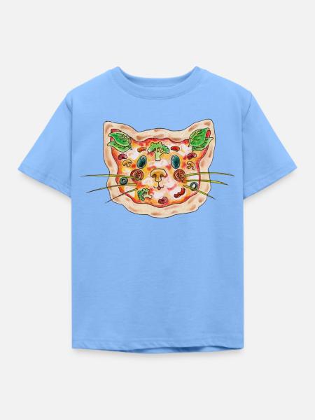Pizza Katze - Kinder T-Shirt - Himmelblau