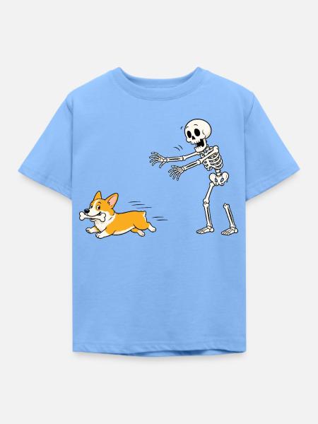 Halloween, Cprgi, Skelett - Kinder T-Shirt - Himmelblau