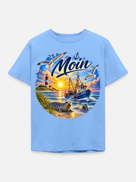 Nordsee , Moin Küstenzauber Seestimmung - Kinder T-Shirt - Himmelblau