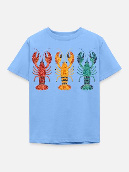 Drei Hummer Punktkunst - Kinder T-Shirt - Himmelblau