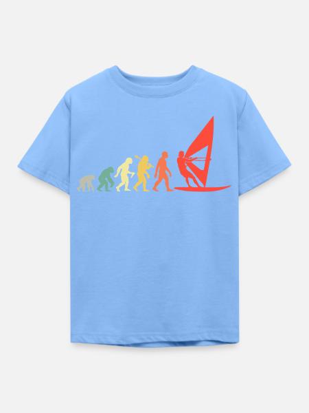 Retro Windsurfer Evolution Für Surfer Wasserratten - Kinder T-Shirt - Himmelblau