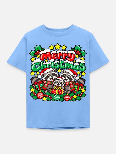 Raccoons Christmas Cheer Trio - Kinder T-Shirt - Himmelblau