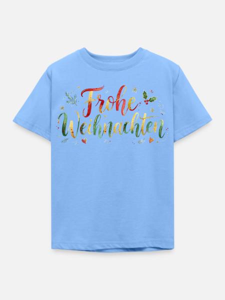 Frohe Weihnachten Schriftzug - Handschrift - Kinder T-Shirt - Himmelblau