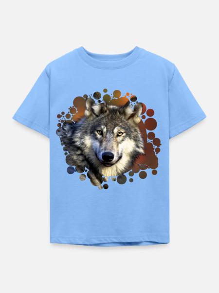 Wolfsgesicht - Kinder T-Shirt - Himmelblau