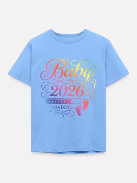 Baby 2026 Loading Schwangerschaft - Kinder T-Shirt - Himmelblau