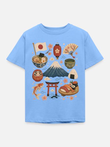 Japan | Fuji, Sakura & Genuss - Kinder T-Shirt - Himmelblau
