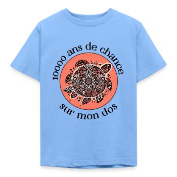 Tortue - 10000 ans de chance - T-shirt Enfant - bleu ciel - Devant - AI Model Kid Male (0cm)