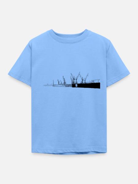 Hamburger Hafenskizze - Kinder T-Shirt - Himmelblau