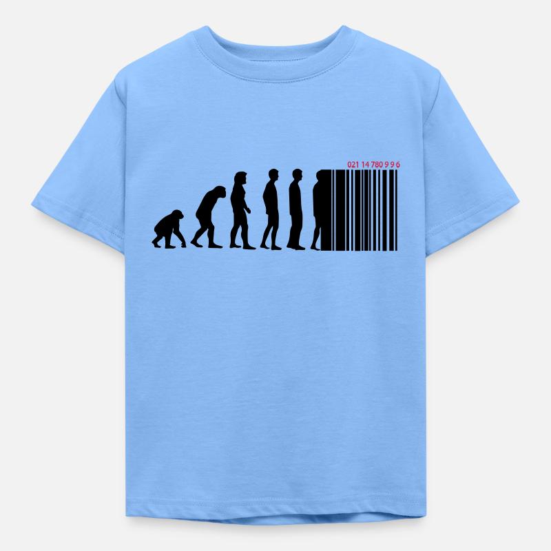 DARWIN - EVOLUTION SOCIETE - CODE BARRE - T-shirt Enfant - bleu ciel