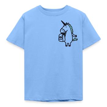 Cheerful unicorn for school enrollment with satchel - Kids' T-Shirt - sky blue - Front - AI Model Kid Male (0cm)