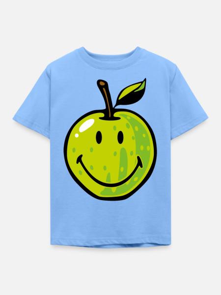 Smiley Green Apple - Kinder T-Shirt - Himmelblau