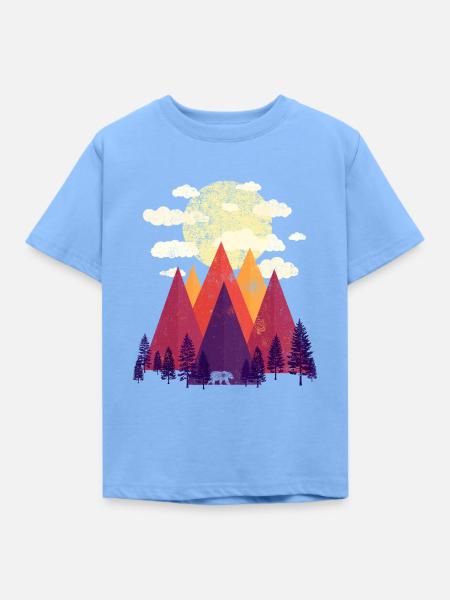 Berge & Wald (Bunte Landschaft) - Kinder T-Shirt - Himmelblau