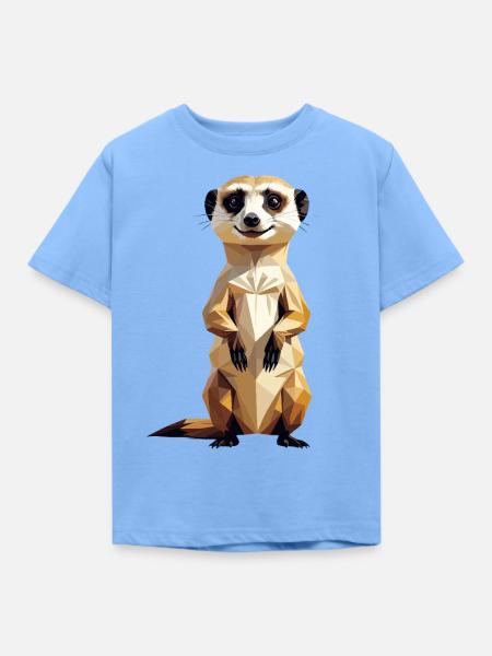 Polygon Erdmännchen – Lustiges Tierdesign - Kinder T-Shirt - Himmelblau