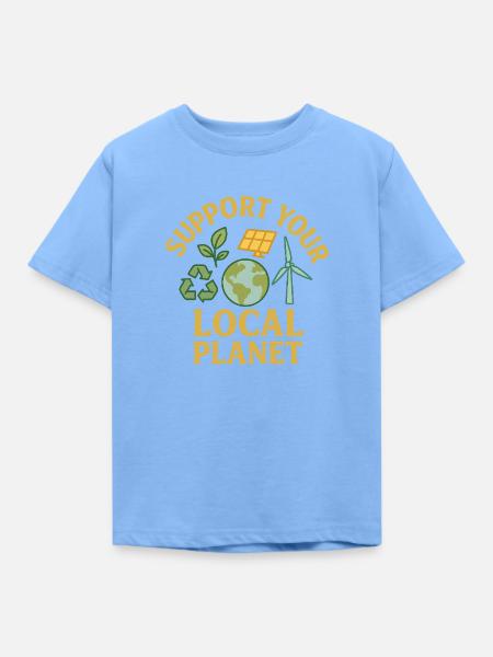 Support Your Local Planet - Kinder T-Shirt - Himmelblau
