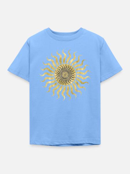 Gold & Schwarze Sonne - Kinder T-Shirt - Himmelblau