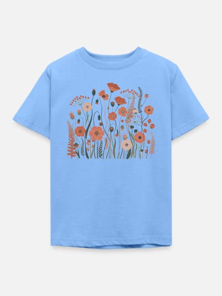 Boho Wildblumen – Blühende Harmonie - Kinder T-Shirt - Himmelblau