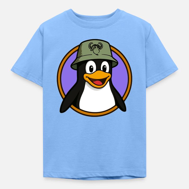 Tux Linux + GNU Hat - Kids' T-Shirt - sky blue