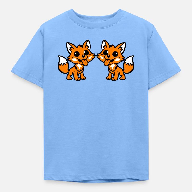 Fuchs Paar - Kinder T-Shirt - Himmelblau