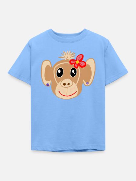 Affe Mädchen Affen Kinder - Kinder T-Shirt - Himmelblau