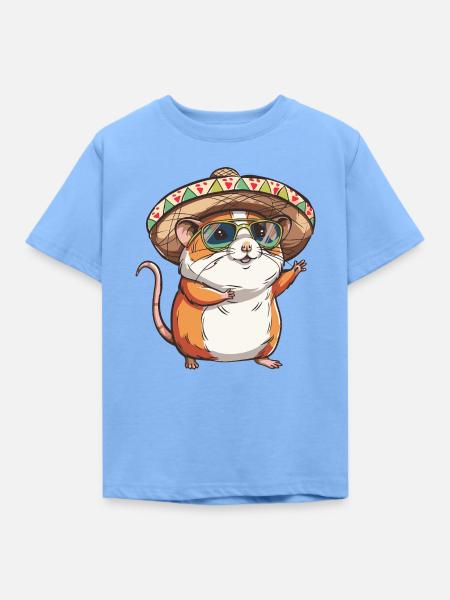 Hamster Lustig Sombrero - Kinder T-Shirt - Himmelblau
