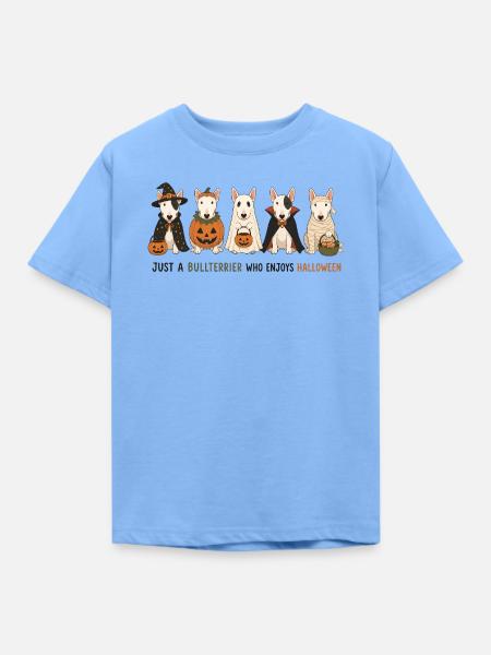 Bullterrier-Halloween-Crew - Kinder T-Shirt - Himmelblau