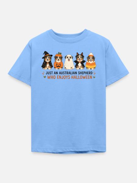 Halloween Aussie Shepherd Crew - Kinder T-Shirt - Himmelblau