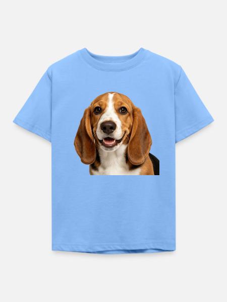 Glücklicher Basset-Hund - Kinder T-Shirt - Himmelblau