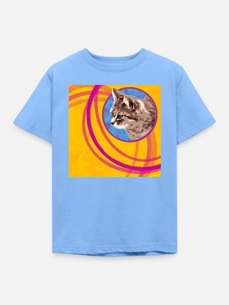 Katzengesicht Pop Art Kreis - Kinder T-Shirt - Himmelblau