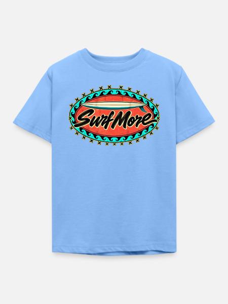 Surf More Retro Surfboard - Kinder T-Shirt - Himmelblau