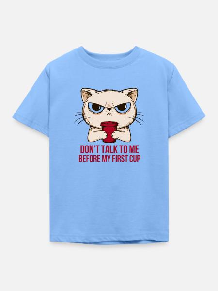 Mürrischer Kater Erstkaffee Design - Kinder T-Shirt - Himmelblau