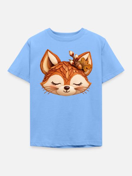 Niedlicher Fuchs im Herbstlaub  - Kinder T-Shirt - Himmelblau