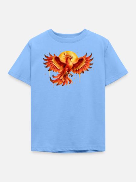 Feuerphönix Aquarell - Kinder T-Shirt - Himmelblau